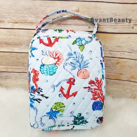 Vera Bradley Large Essential Backpack Anchors Aweigh Lunch Bunch Set Cotton Blue - Picture 4 of 16